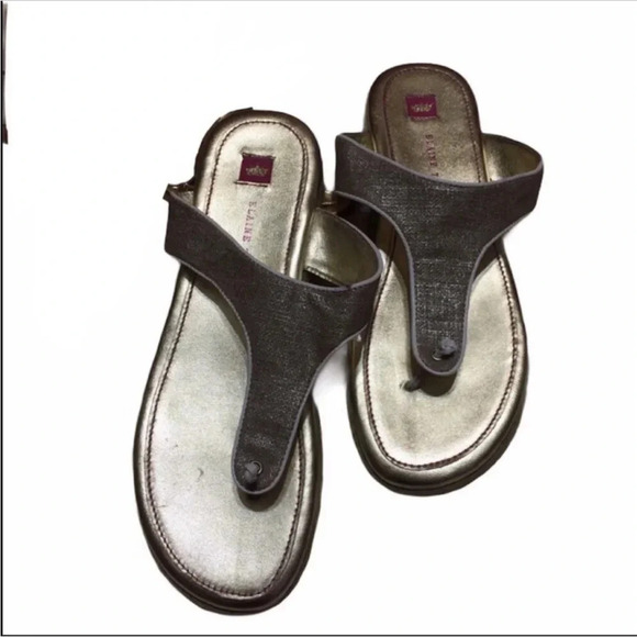 Elaine Turner Shoes - Elaine Turner Gold Thong Sandals Size 8